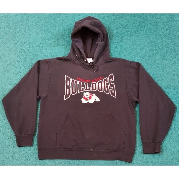 Vintage Jerzees Fresno State Bulldogs Graphic Sweatshirt Hoodie Black Medium - Picture 1 of 6